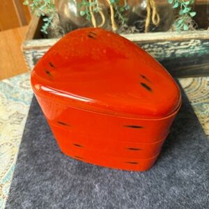 Red Acrylic Bento Style Stackable Storage Box Mid Century Vintage